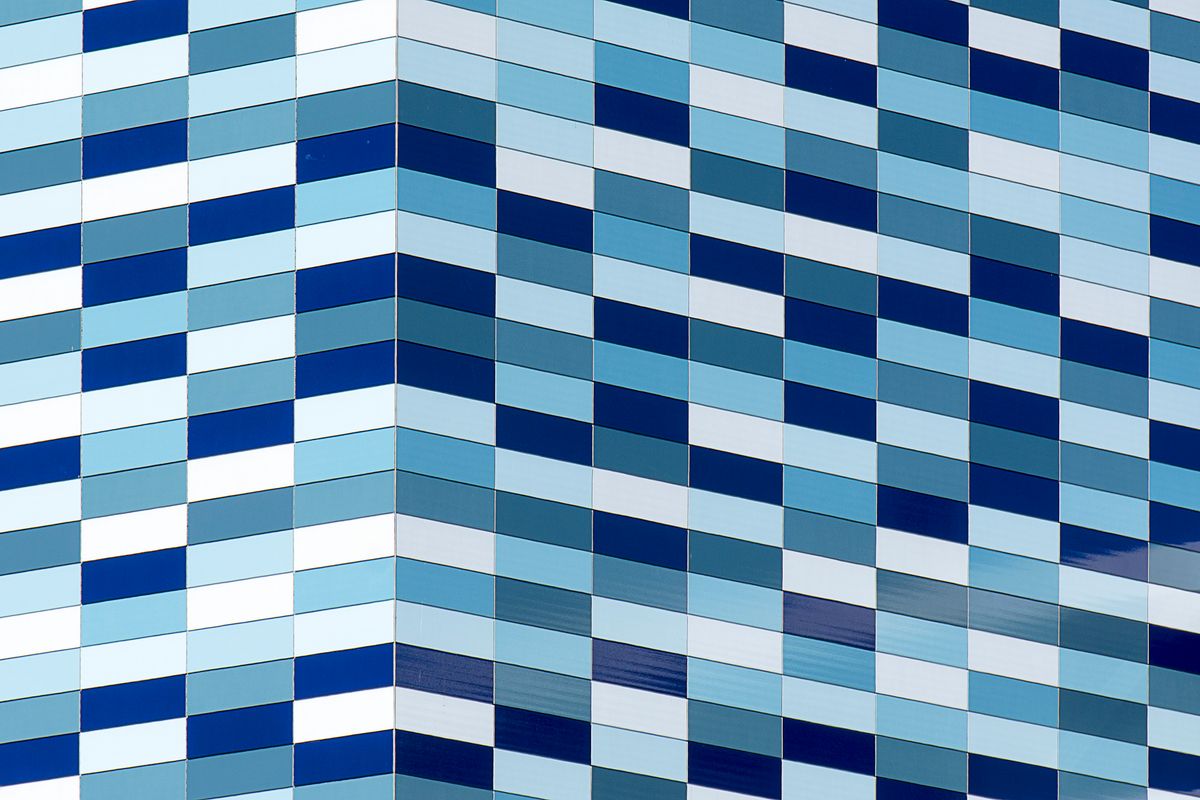 Glass cladding on building exterior